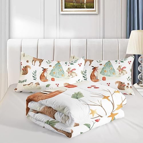Miniatura 4 de QOOMO Edredón de animales salvajes tamaño matrimonial, juego de edredón de Navidad para niños, adolescentes, niñas, niños, juego de ropa de cama de