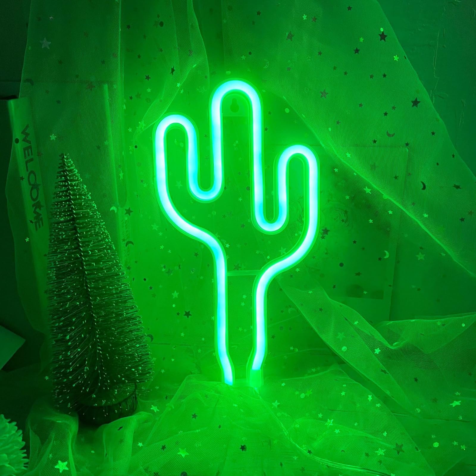 Letimor Cactus Neon Sign Night Light - USB Powered Cactus Neon Light | Cactus LED Neon Sign for Kids Bedroom Party Birthday New Year