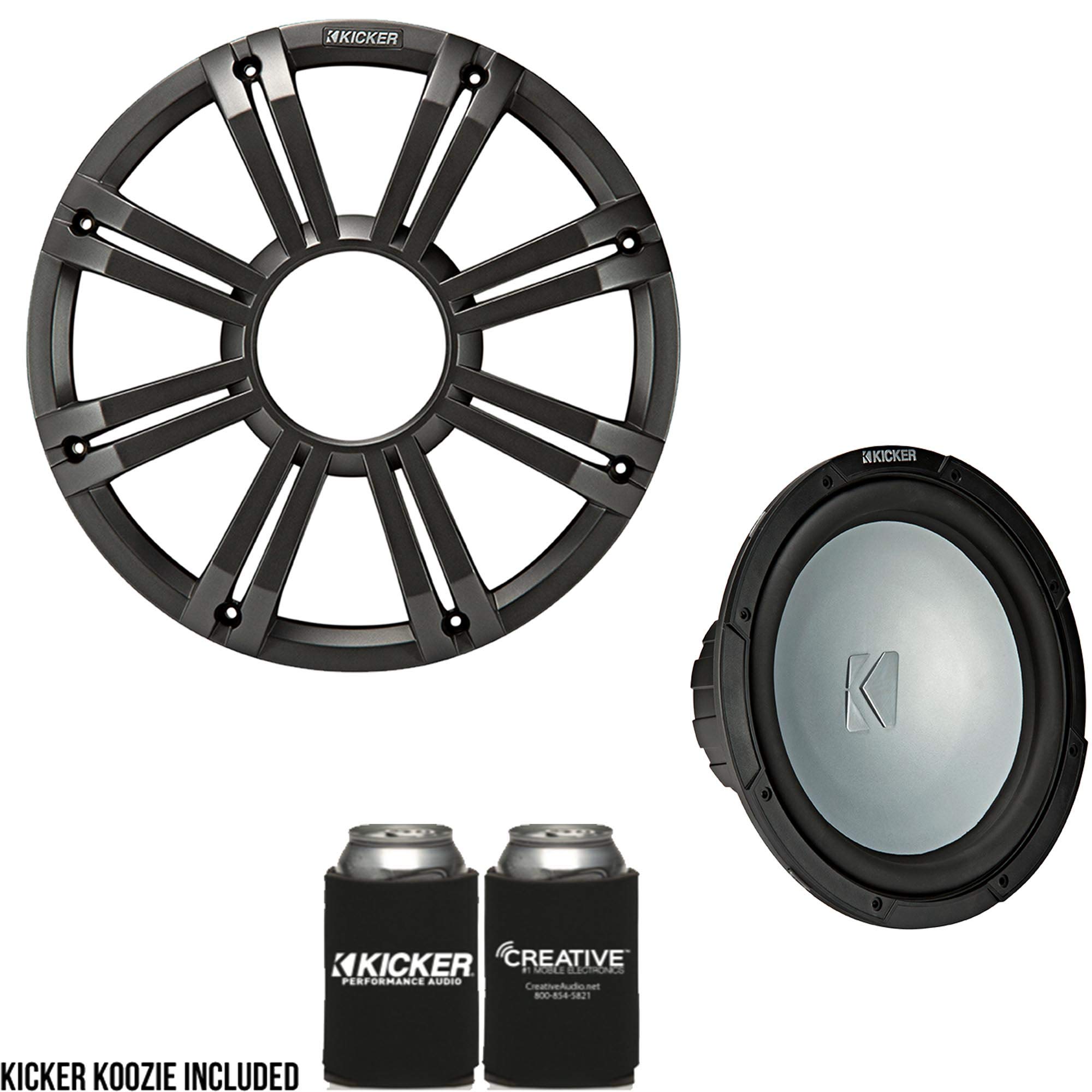 KICKER 45KMF104 10 Inch LED Marine Subwoofer in Charcoal 4 Ohm Each (FreeAir)