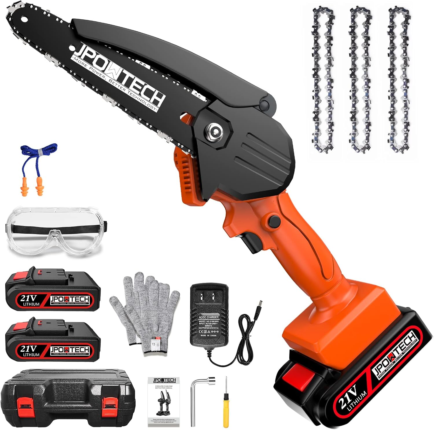 Mini Chainsaw JPOWTECH 6 Inch Small Chainsaw Cordless 21V Battery