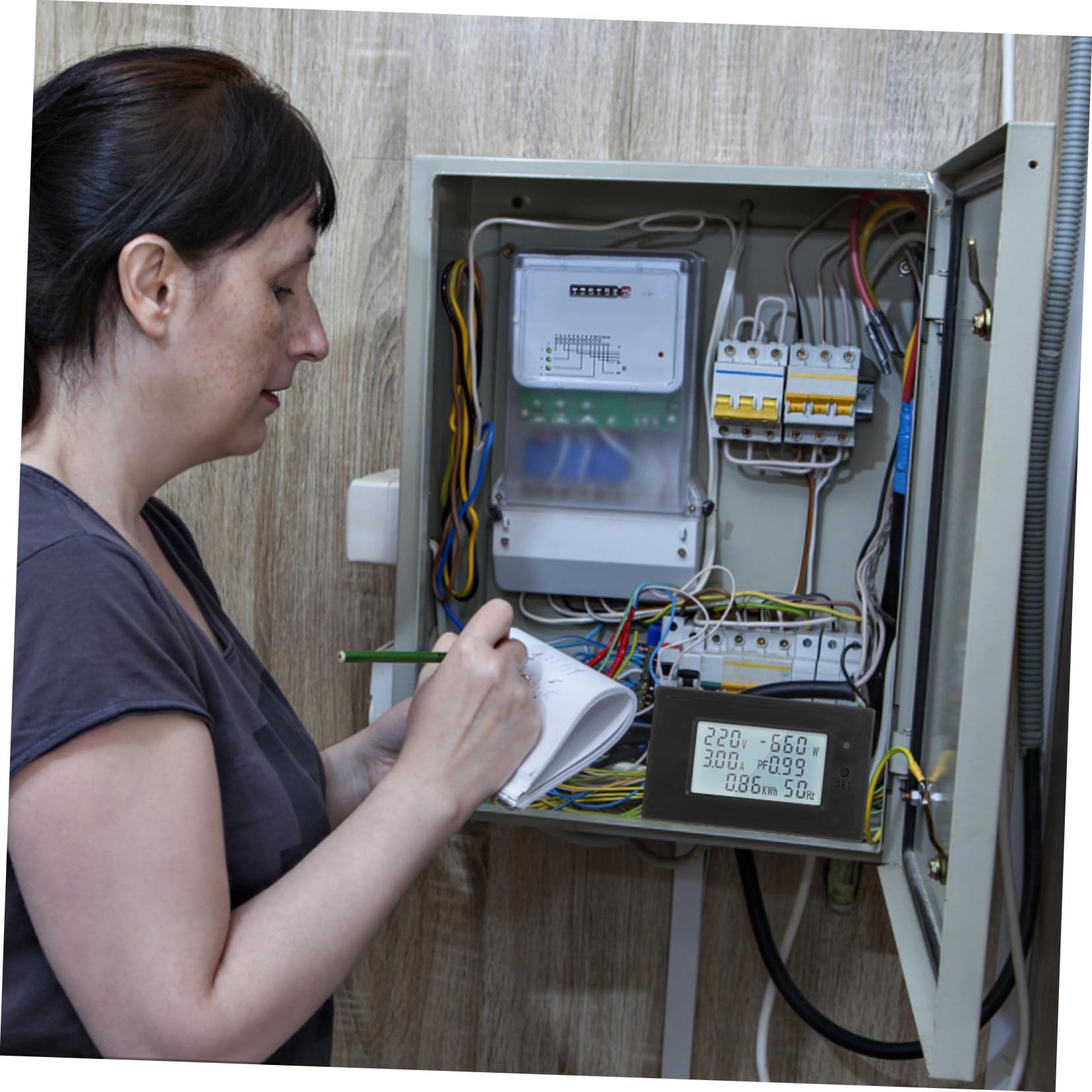 Angoily 3pezzi Misuratore Lcd Per Monitoraggio Controllo Volt e Consumo Facile Installazione Elettrodomestici