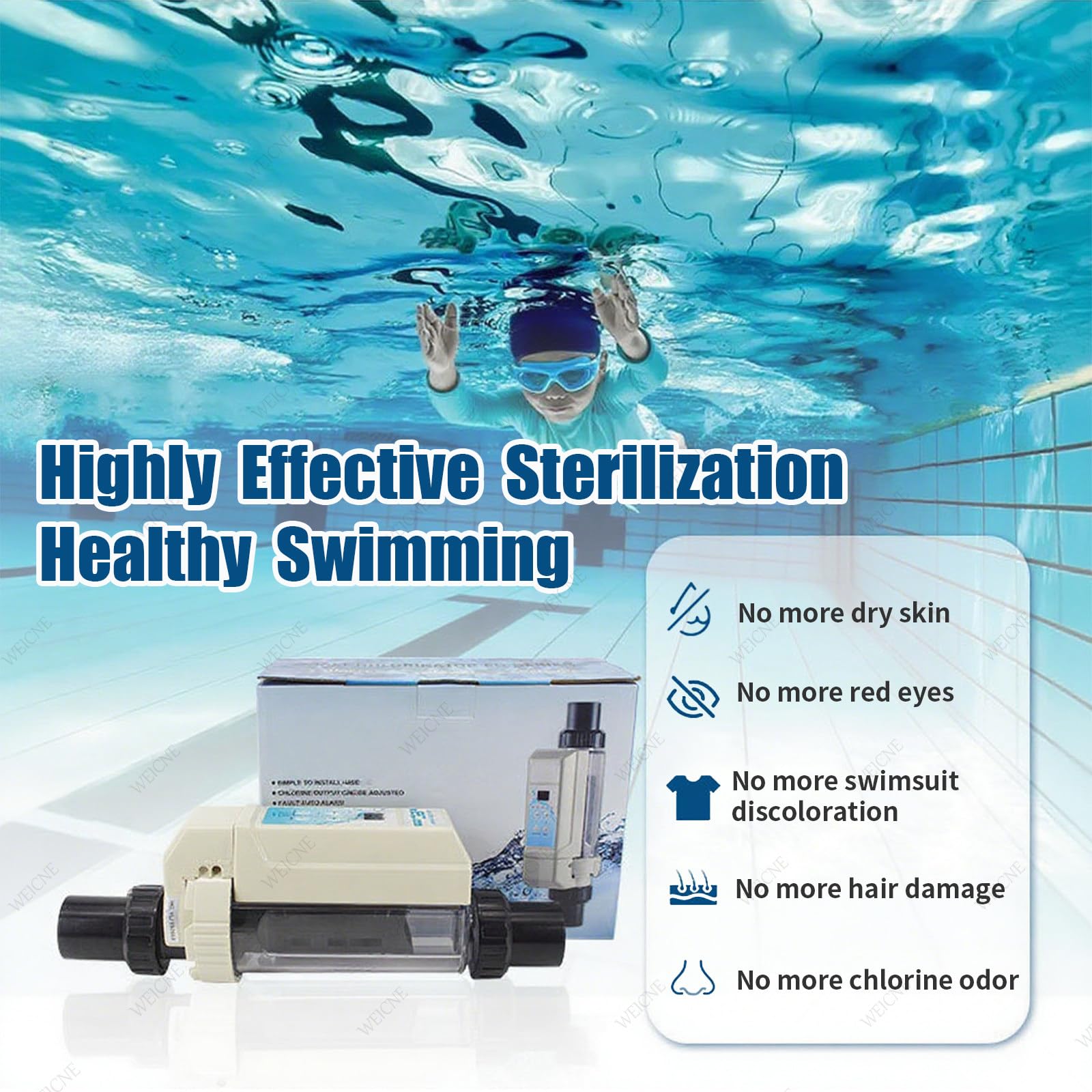 Électrolyseur Au Sel pour Piscine, Chlorateur Au Sel avec Indicateur De Salinité, Système pour Piscine Au Sel, 8/12/16/20 G/H EC20