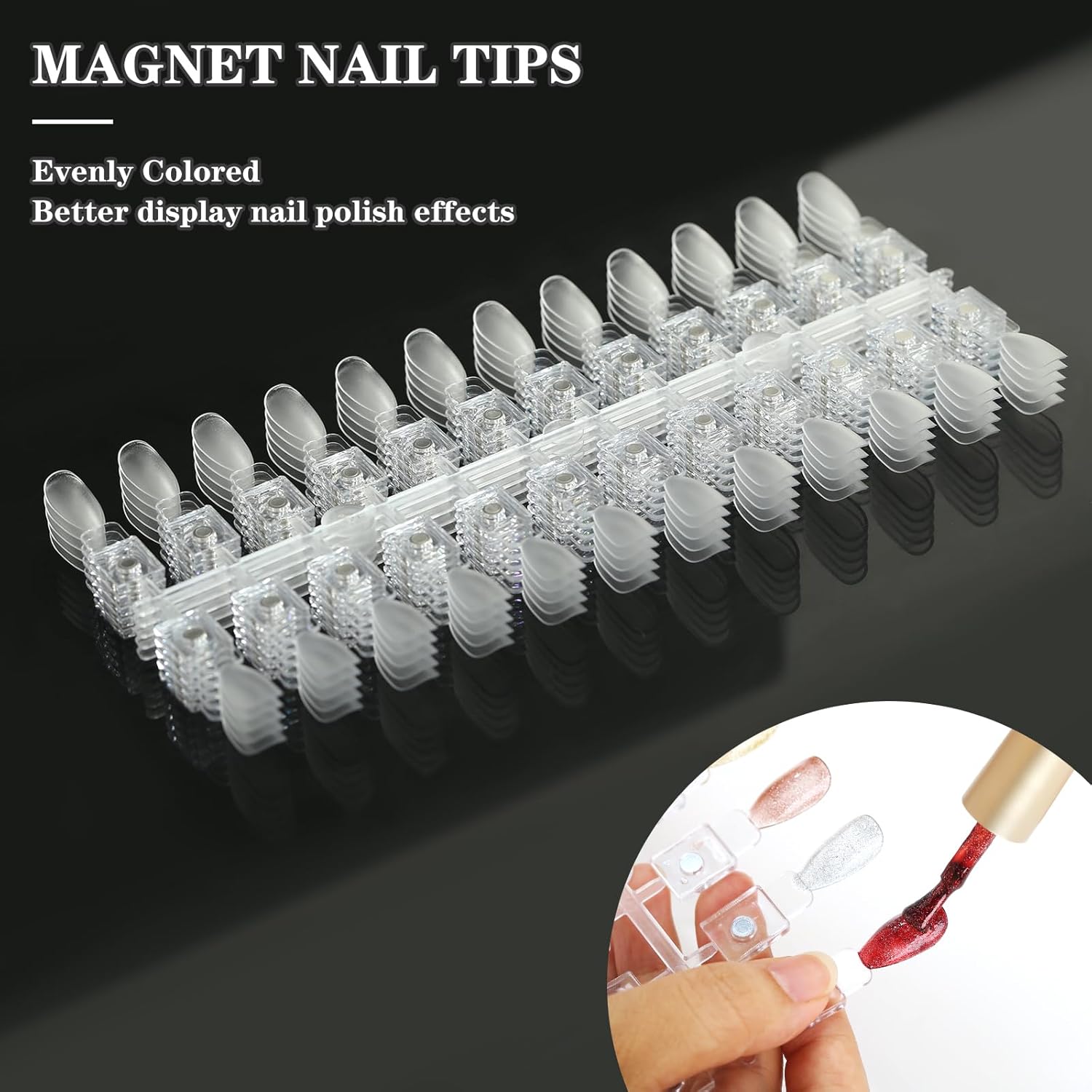 Magnetic Nail Swatch Book,180 Nail Color Display Book with 192 Magnetic Tips,Professional Nail Salon Color Display Book for Easy Preview & Storage - Pink