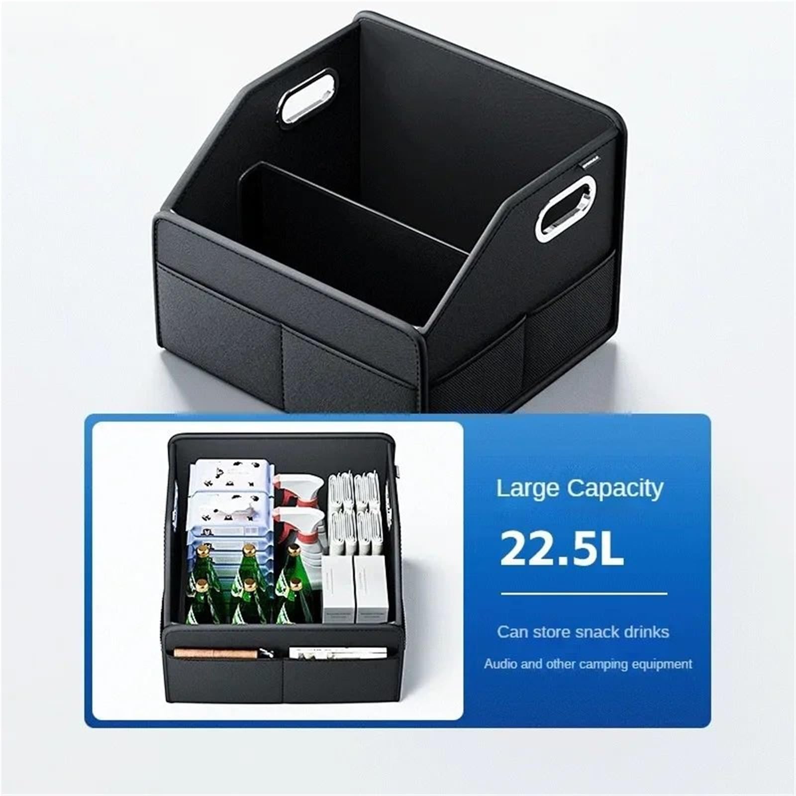 Organizador de maletero de coche, caja de almacenamiento de cuero sintético, plegable, para maletero de coche, para respaldo de asiento de coche