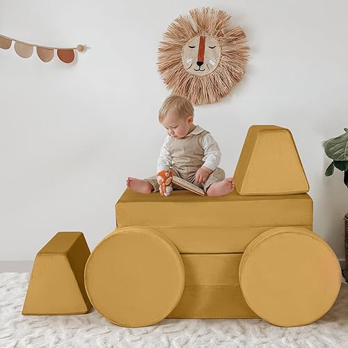 Miniatura 129 de MeMoreCool Sofá modular de 8 piezas para niños, sofá de espuma convertible rosa para sala de juegos Rosa (Dusty Rose),Verde bosque,2-marino,Azul