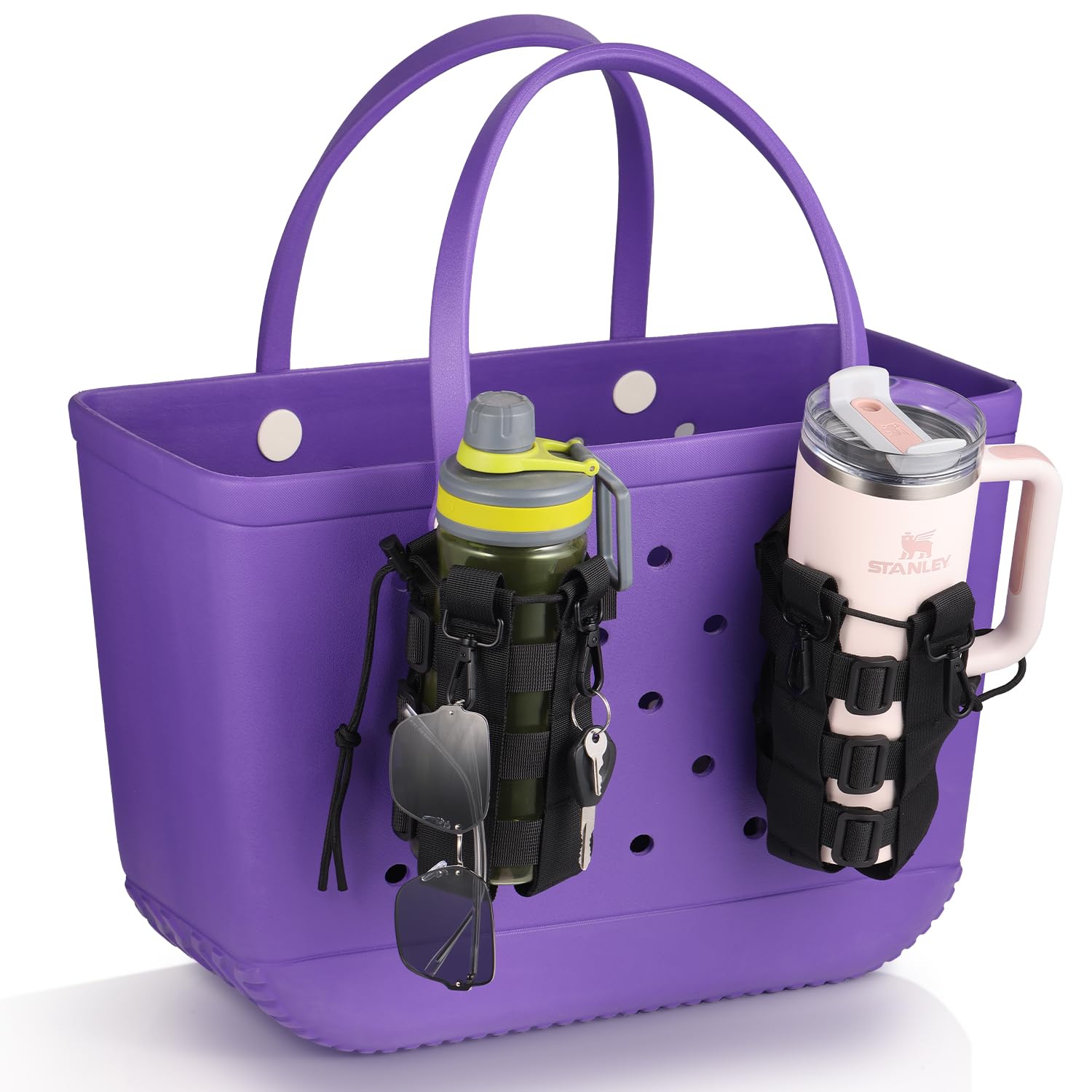 OUTXE 2 Pack Bogg Bag Cup Holder, Bogg Bag Accessories Drink Holder Attachment, Adjustable Large Cup Holder Compatible with Original/XL Bogg Bag &