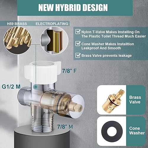 Miniatura 10 de Pulverizador de bidé de mano para inodoro, juego de rociador de bidé de baño de acero inoxidable de alta calidad con manguera antifugas y control de