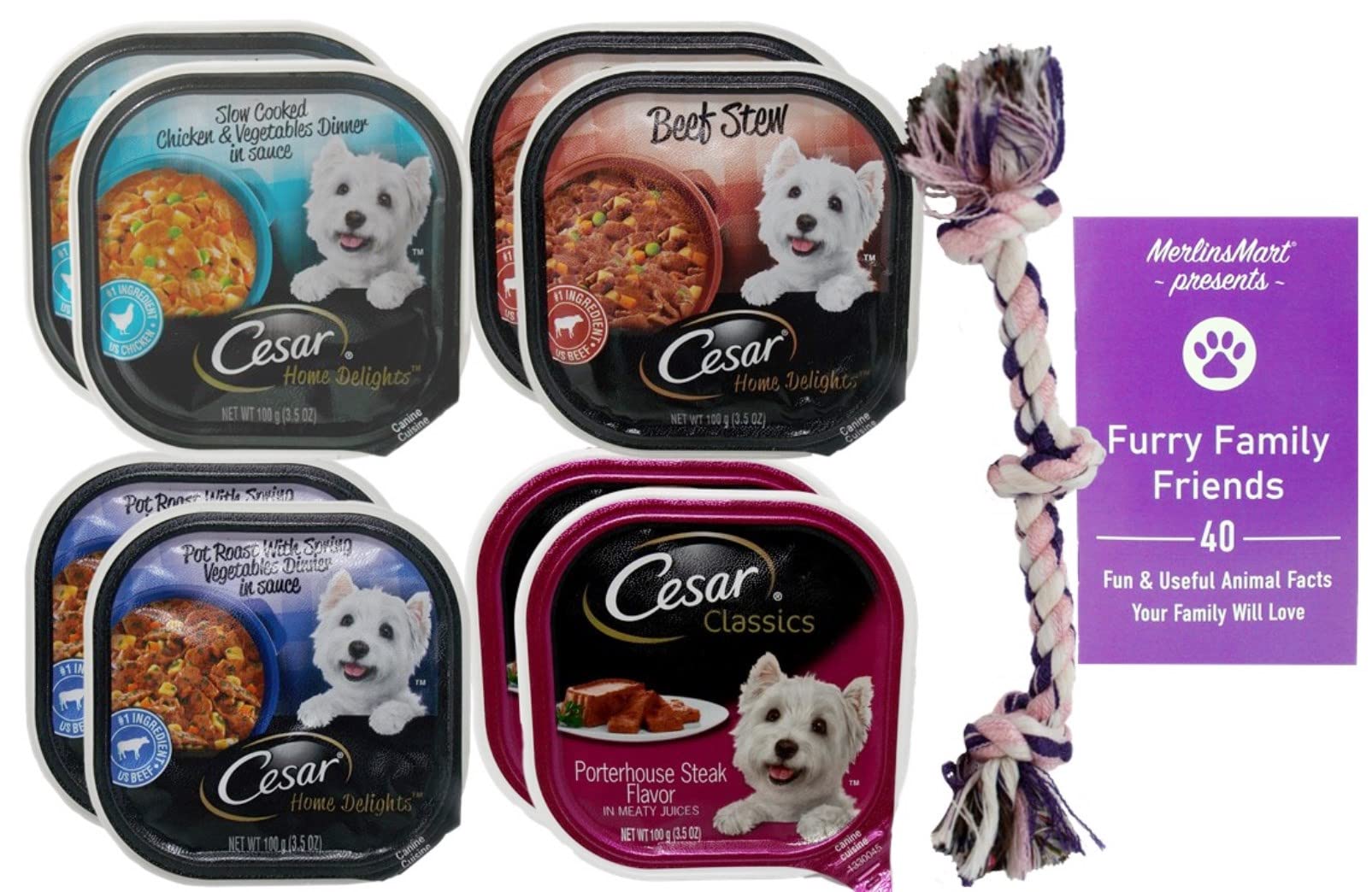 Buy Cesar Dog Food 4 Flavor 8 Can Variety (2) Each Slow Cooked Chicken
