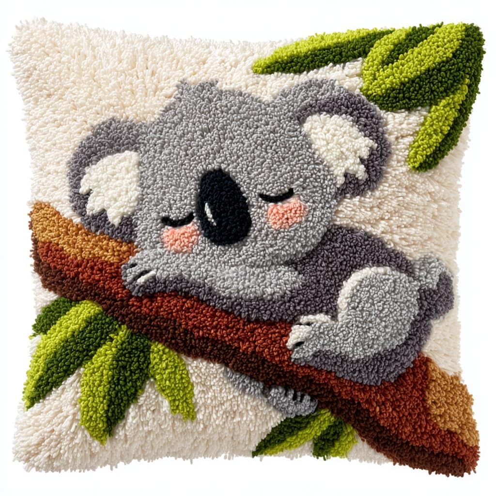 kitphoenix Crochet Pillow Making Kit,Koala 43X43Cm Hand Knitted Cushion Material Set,Complete Craft Accessories with Tutorial,Warm Home Decoration for Living Room Bedroom