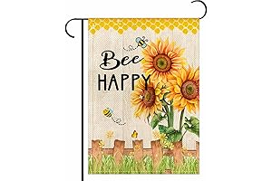 Bee Happy Sunflower Garden Flags