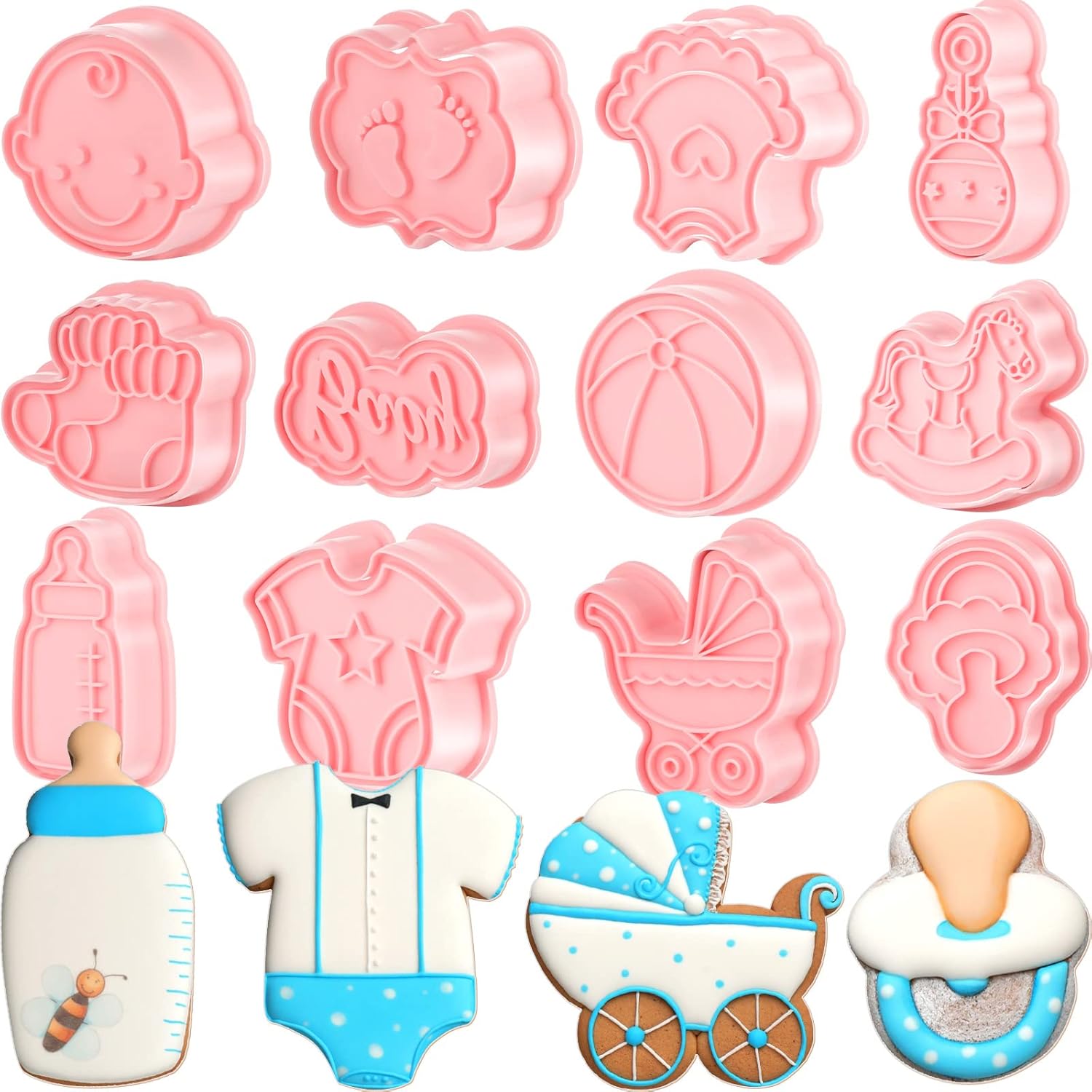 Jinei 16 Pcs Baby Shower Cookie Cutters Kids Cookie Cutter