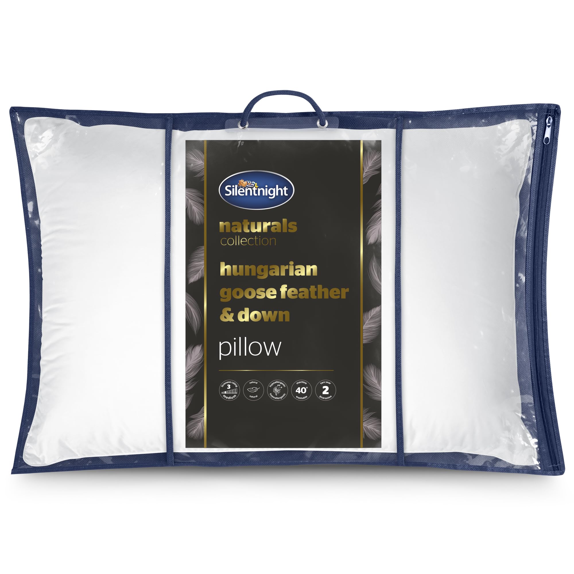 Silentnight Hungarian Goose Down Pillows 2 Pack - Hotel Quality Luxury Goose Feather and D...