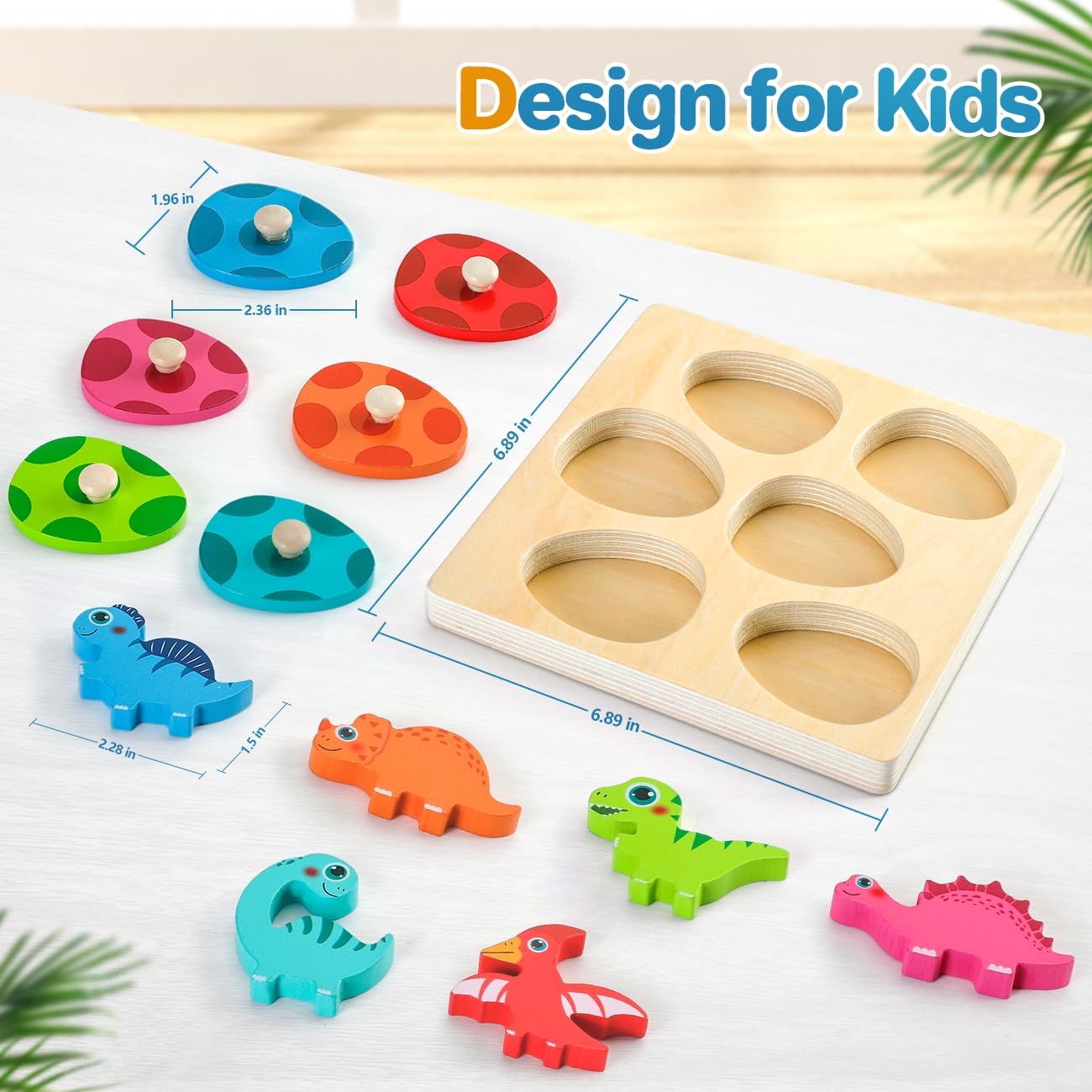 Dinosaur Peg Puzzles for Toddlers - Educational Gifts -6 Dinosaur Peg Puzzles for Toddlers - Educational Gifts -6
