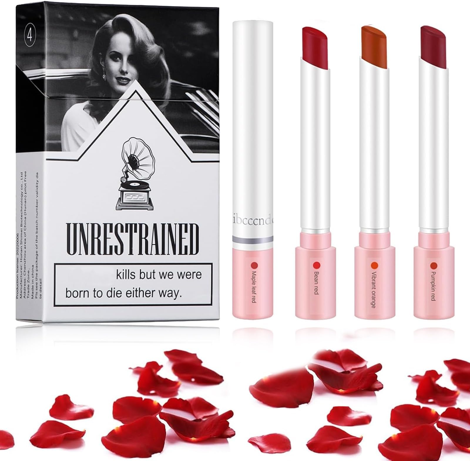 wimony 4 Colors Matte Lipstick Set,Lipstick Sets for Women Long Lasting,Waterproof High Pigmented Velvety Long Lasting Matte Lip Tint,Lipstick Makeup Sets For Women Gifts