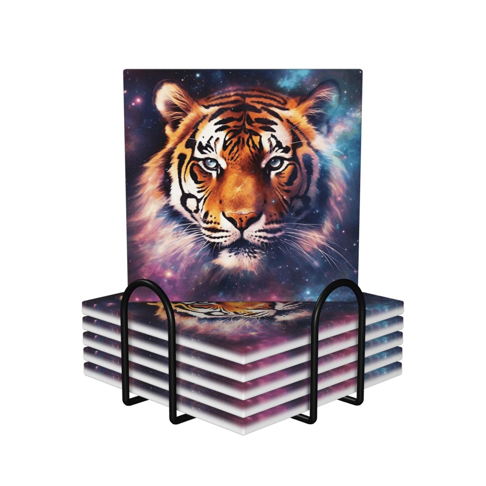 Dessous de verre déco lot de 6 en céramique, idée cadeau originale pour décoration de maison