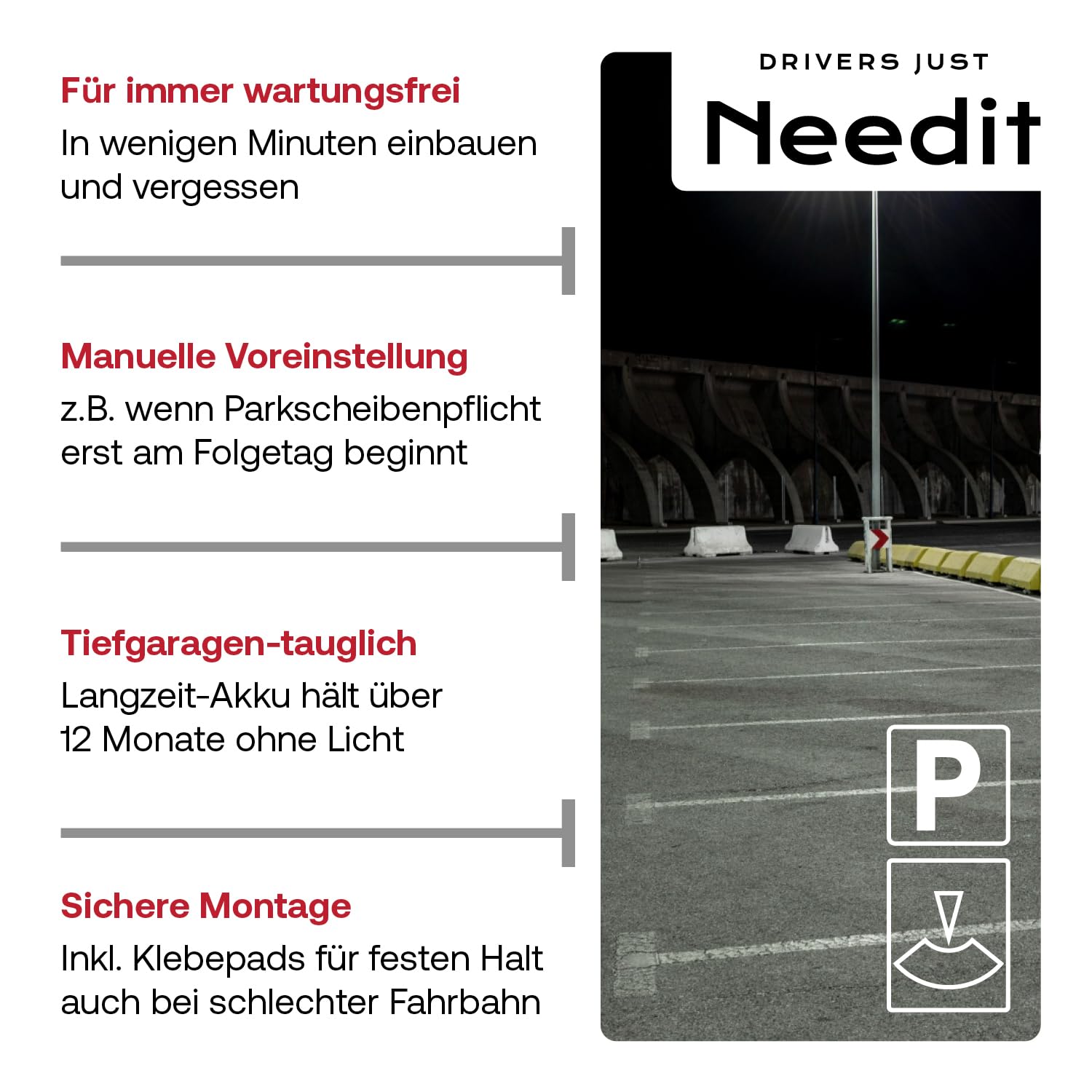Needit Park Micro Solar elektronische Parkscheibe [NEUES Modell 2025] I unendlich Energie, Null Batteriewechsel | einzige Parkscheibe in Deutschland mit integriertem wiederaufladbarem Akku | blau