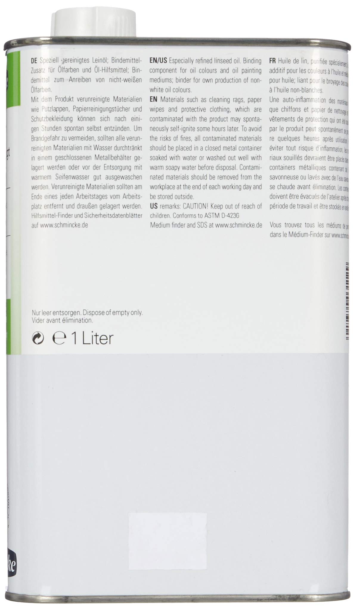 Schmincke Leinöl, gereinigt, 1000 ml