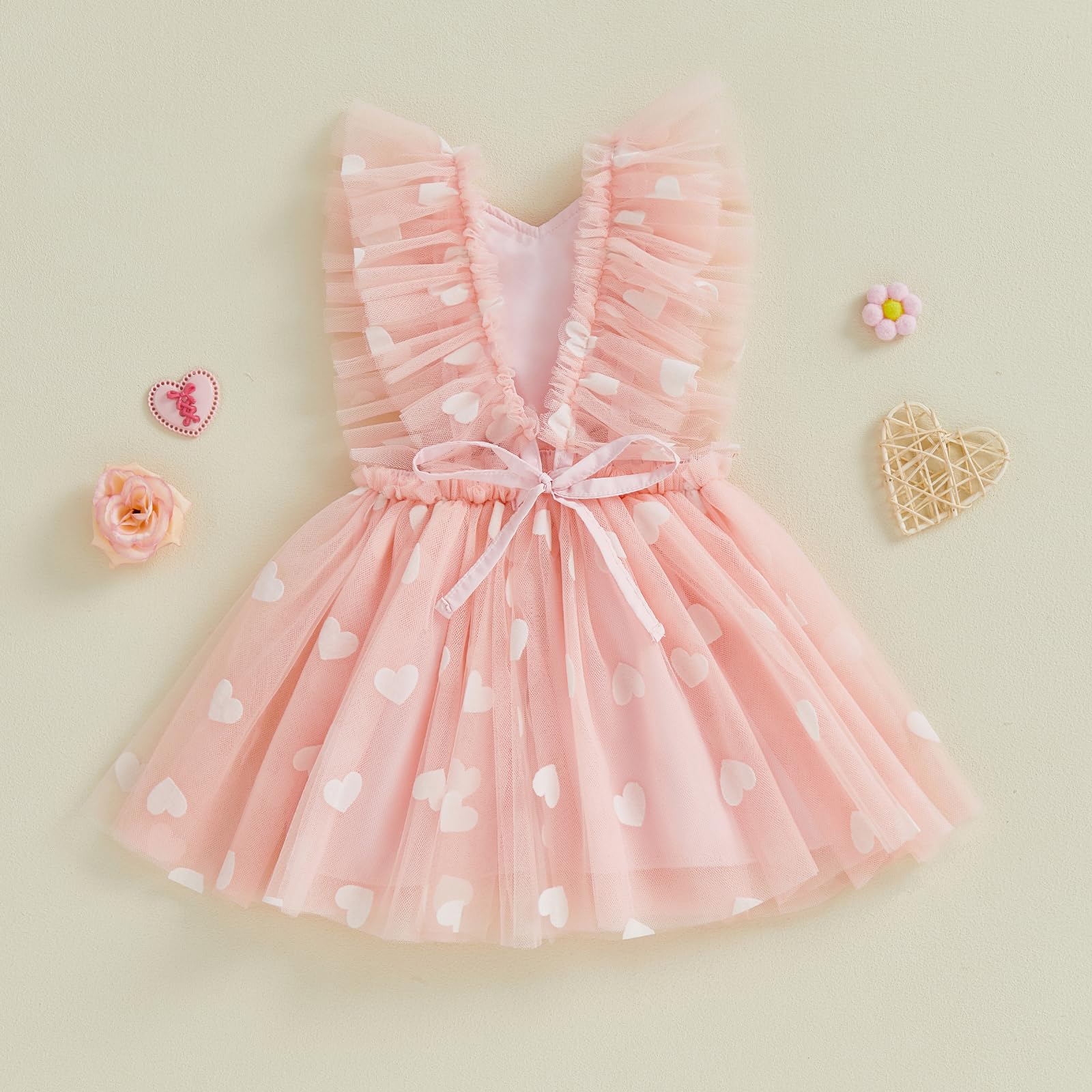 GXNRHG Baby Girl Valentines Tutu Sukienka Śliczny nadruk w kształcie serca Pończoch Suknie liniowe Letnia księżniczka Urodziny Party Wzburzona sukienka letnia