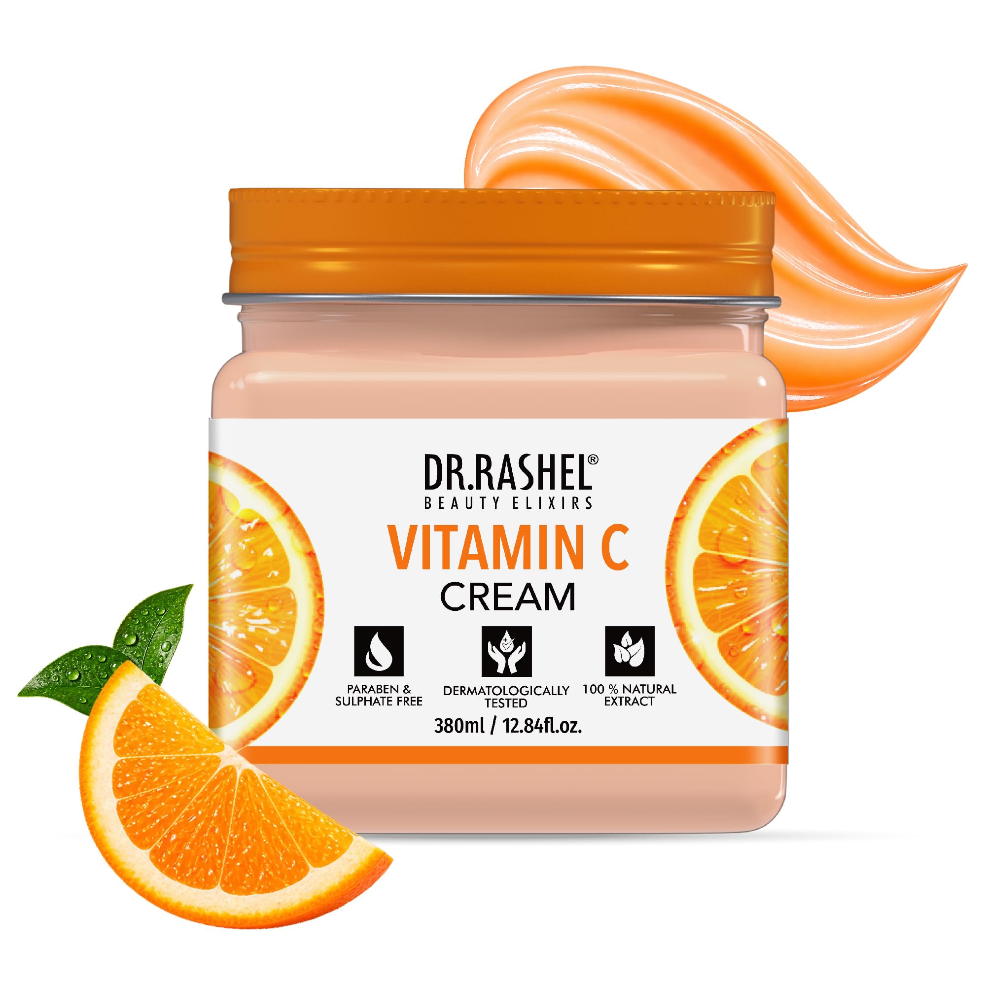 DR.RASHEL Beauty Elixirs Vitamin C Cream For Men & Women With Goodness of Orange Extract & Glycerin (380 Ml) Hydrating & Moisturizing Facial Cream Soothing & Cleansing Facial Cream For All Skin Types