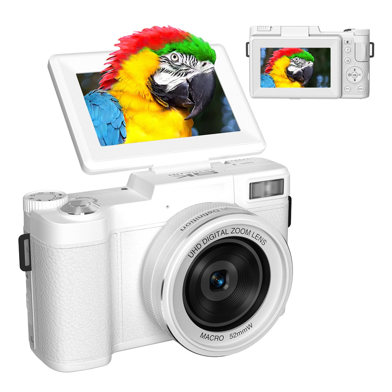 Gugxiom 5K 64MP Digital Camera for Photography, WiFi Vlogging Camera with 3 inch Flip Screen, 18X Zoom, Autofocus, Flash (White)-image-42