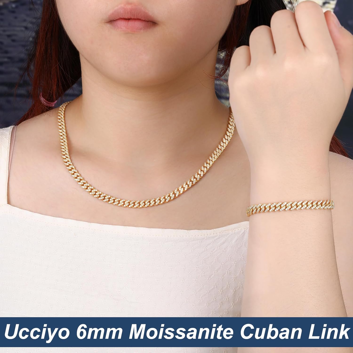Ucciyo VVSI Moissanite Cuban Link Chain 925 Sterling Silver 5.3-11.8 Ct Miami Cuban Necklace 10MM/8MM/6MM Iced Out Moissanite Chain For Men Women