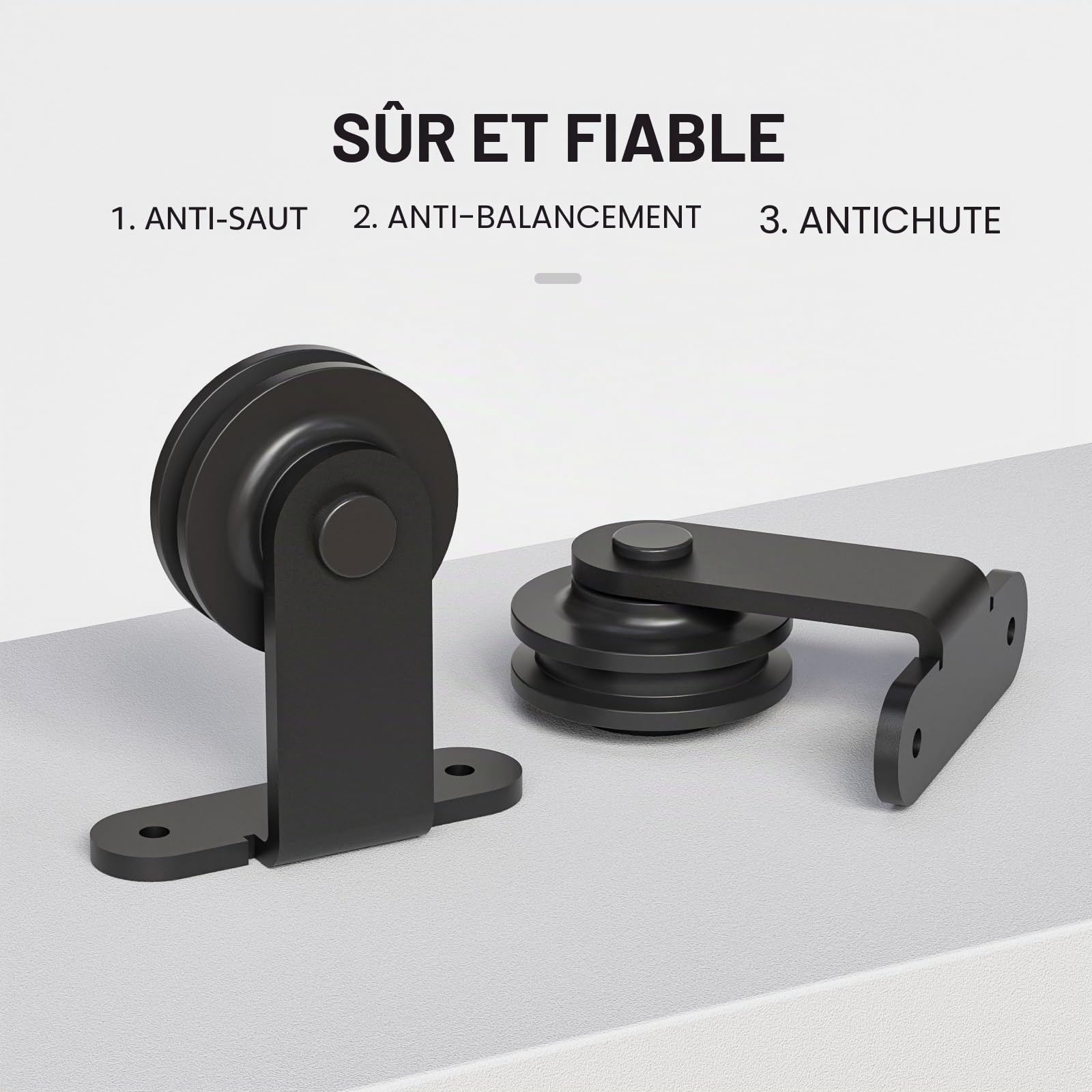 TSMST 6.6FT/200cm Kit de Rail de Porte de Grange Robuste,Quincaillerie Kit de Rail pour Porte Coulissante Adapté à une Porte en Bois Unique