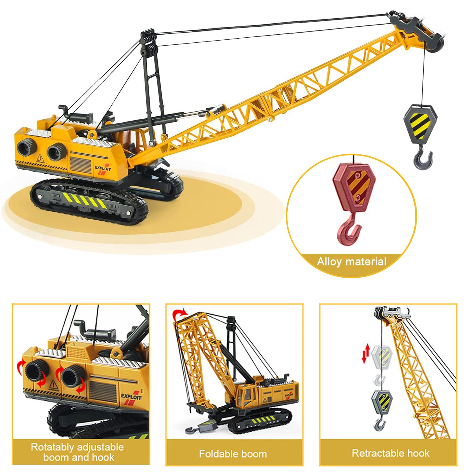 Coolplay Crane Toy Sandbox Truck with Road Sign Set for Kids 1:55 Construction Truck Toy Vehicle for Boys 3 Years Old - Image 3