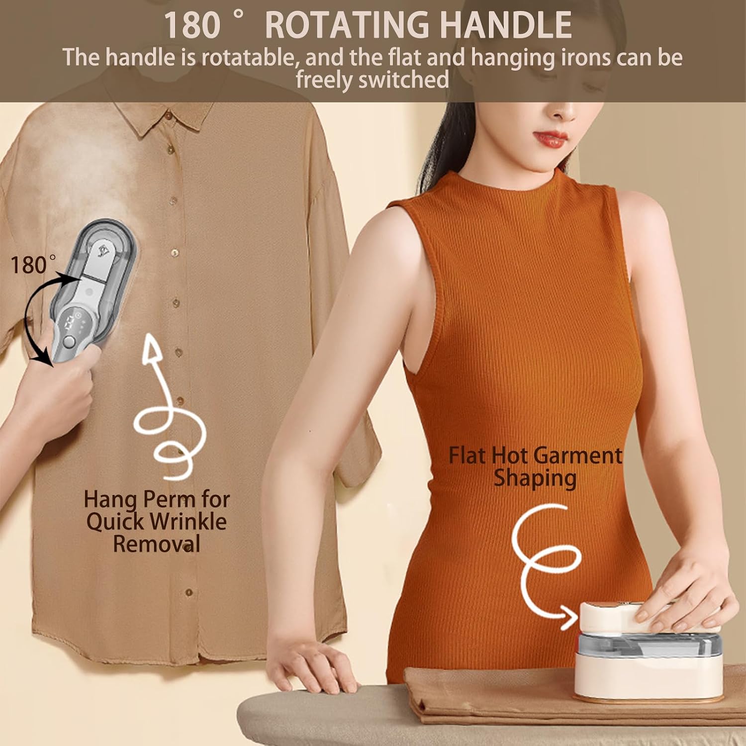 Steamer for Clothes,1200W Wet Dry Dual Ironing Handheld Hanging Iron Machine, 150ml Large Water Tank, 10S Fast Heating Clothes Wrinkle Remover, Suitable for Home, Travel & Dormitory (Grey)