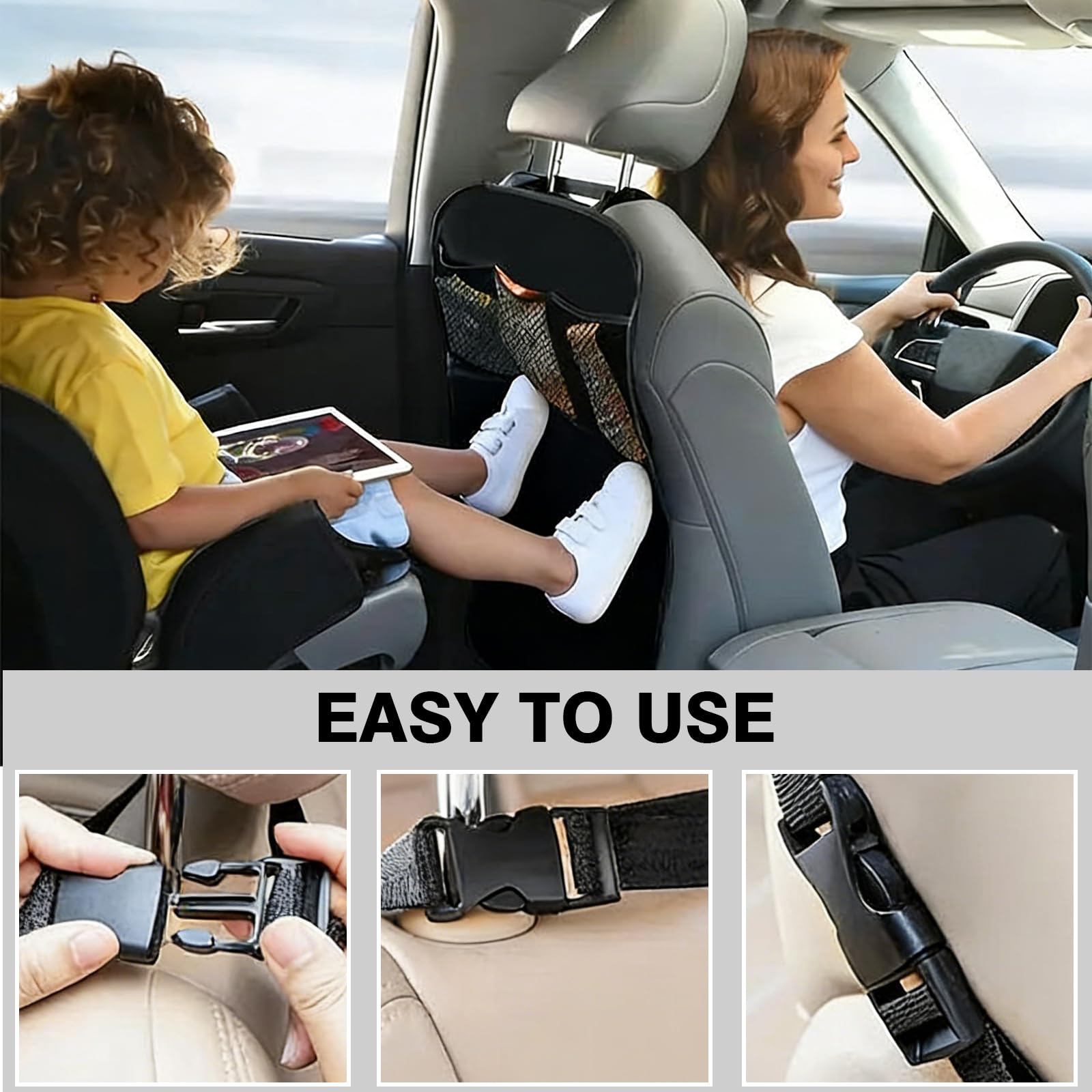 VoxelTek 2 Piezas Protector Asiento Coche 45x60 cm Alfombrilla antipatadas Oxford Impermeable, fácil Instalar/Limpiar para sedán/SUV - 5