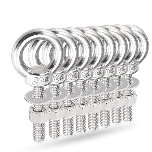Miniatura 13 de Pernos de ojo de elevación para hombro, tornillo Ekunbuy 304 de acero inoxidable, pernos de ojo roscados de elevación resistente con arandelas