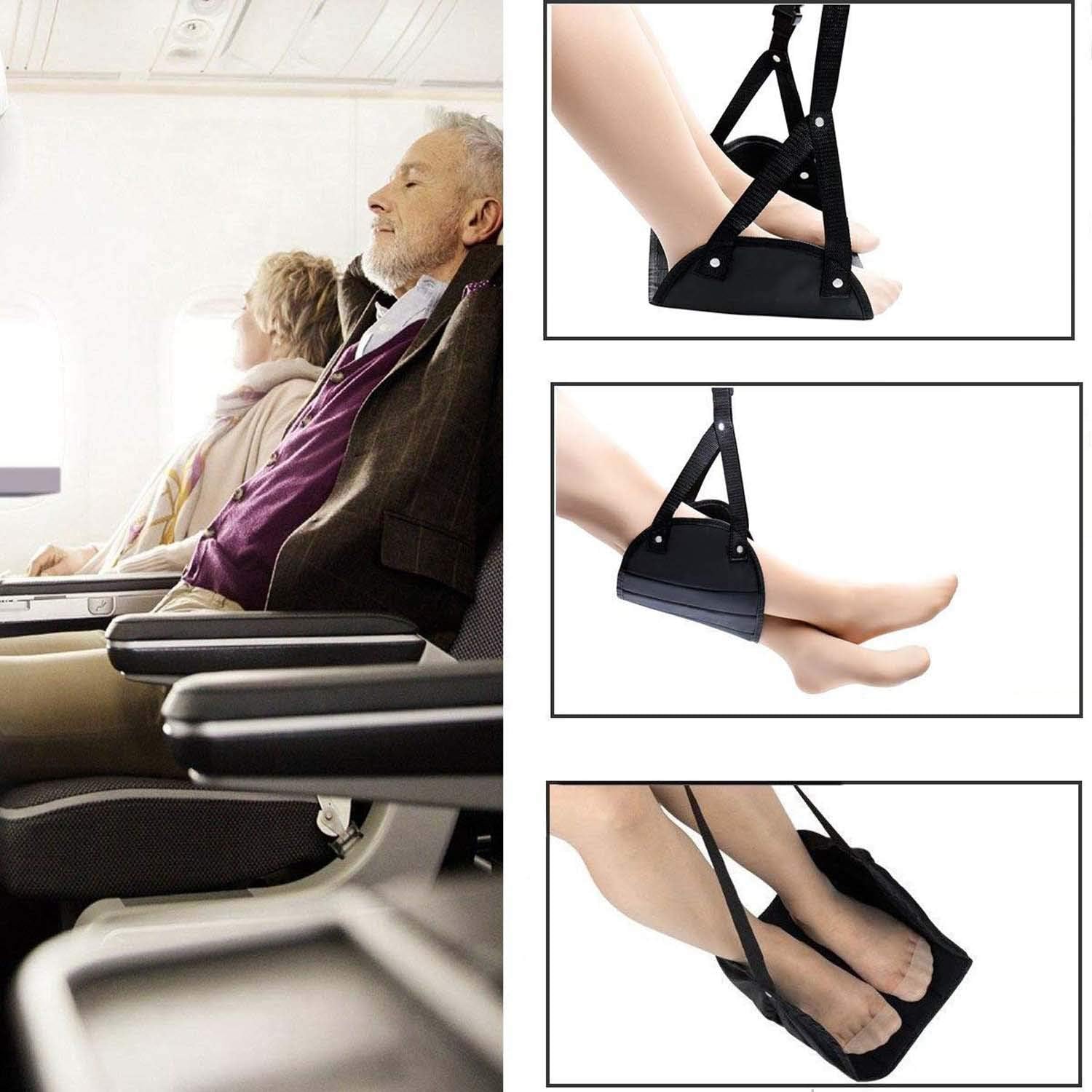 VIRADHAM Airplane Foot Rest – Extra Large (18.5" X 8.5") Travel Foot Hammock | Adjustable Height Portable Footrest for Flights | Compact Carry-On Travel Accessory for Office | Long Trips 3
