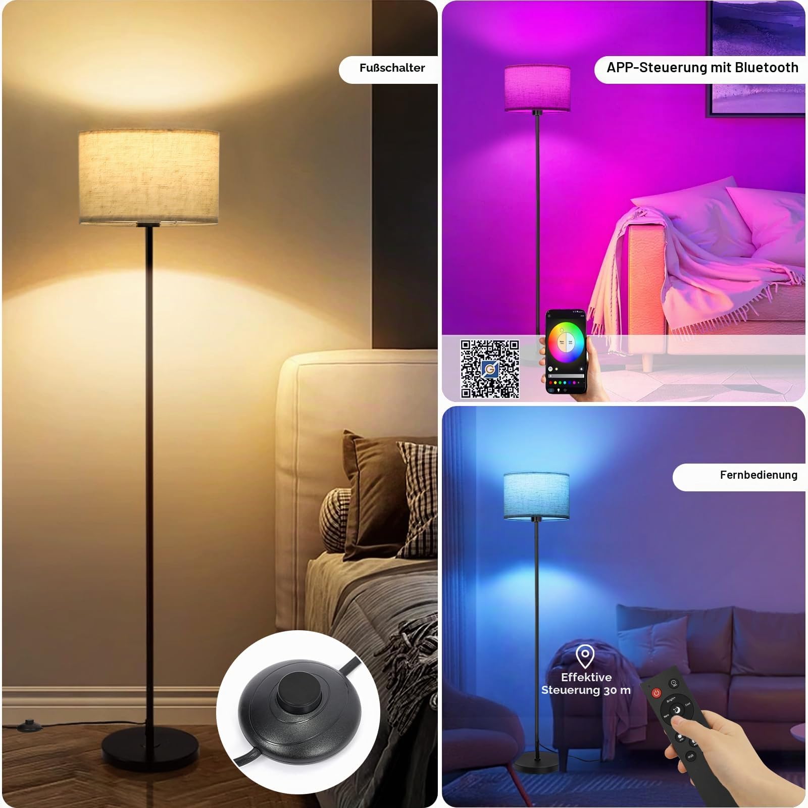 Stehlampe Dimmbar mit Fernbedienung RGB Standleuchte Wohnzimmer