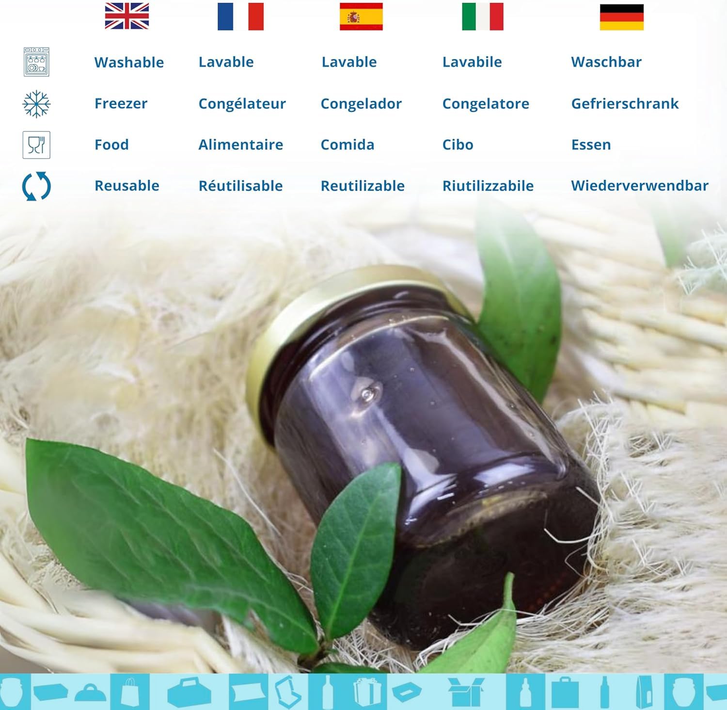20 Tarros de Cristal 100 ml con Tapa Dorada + 20 Cajas de Cartón con Ventana – Botes de Mermelada de Regalo para Bodas y Detalles | Espirito Rebelde