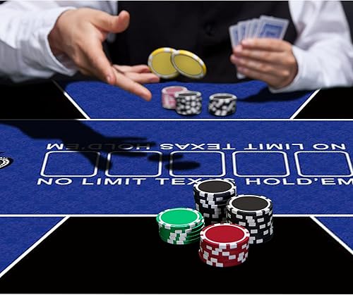 Miniatura 7 de nuveti Mesa de póquer de 47 x 24 pulgadas, cubierta de mesa de póquer portátil Texas Hold'em, mesa de póquer plegable, parte inferior de goma