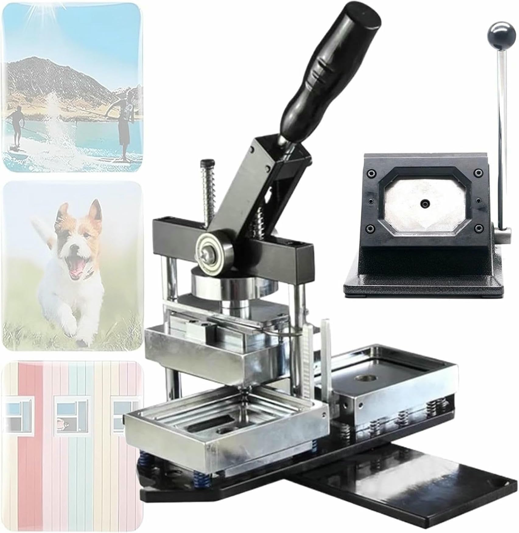 JKJZSALJ Fridge Magnet Machine Badge Maker Machine,Rectangle Fridge Magnet Badge Making Machine,Button Press Machine,Diy Badge Making Kit With 100 Pieces Buttons And Paper,90 * 65Mm,80 * 53mm