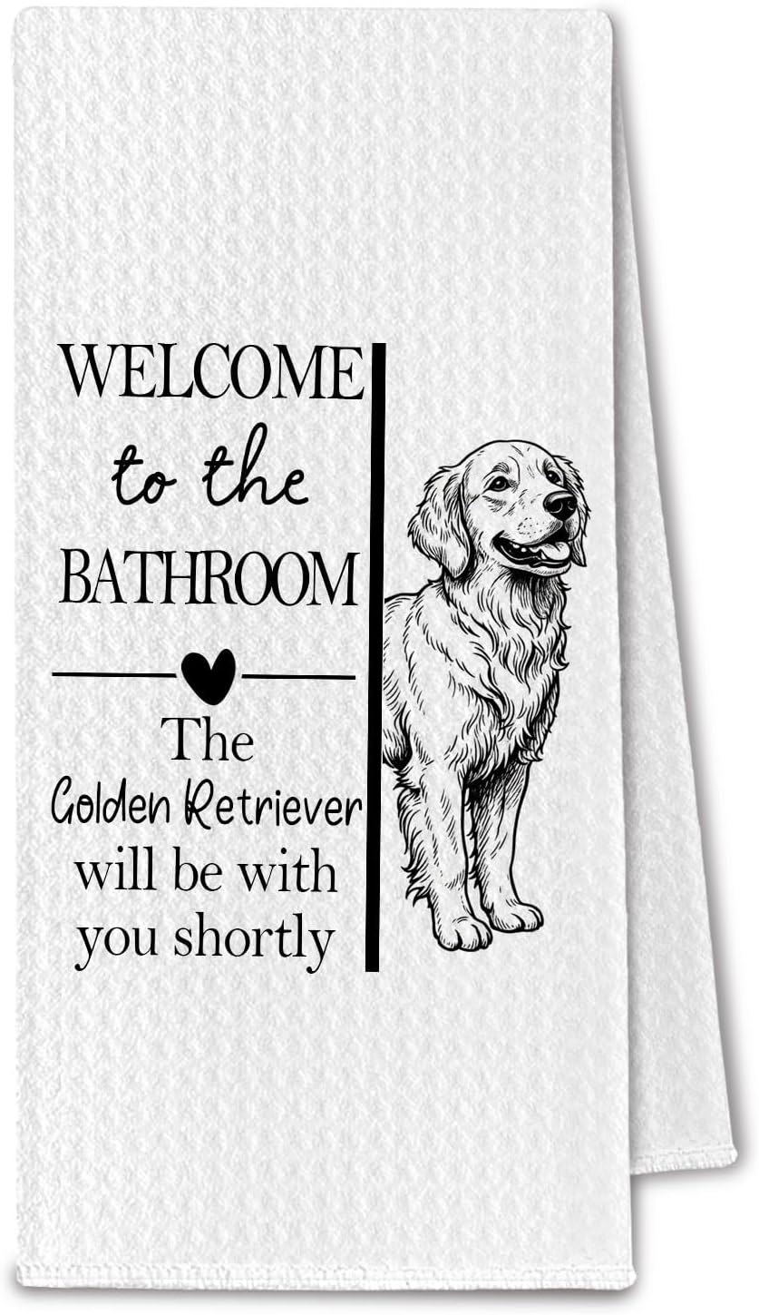 Golden Retriever Gifts Bathroom Hand Towels, Golden Retriever Dog Owner Lovers Gifts for Women, Funny Dog Decorative Hand Towel for Bathroom Kitchen Decor, 16x24 Inch