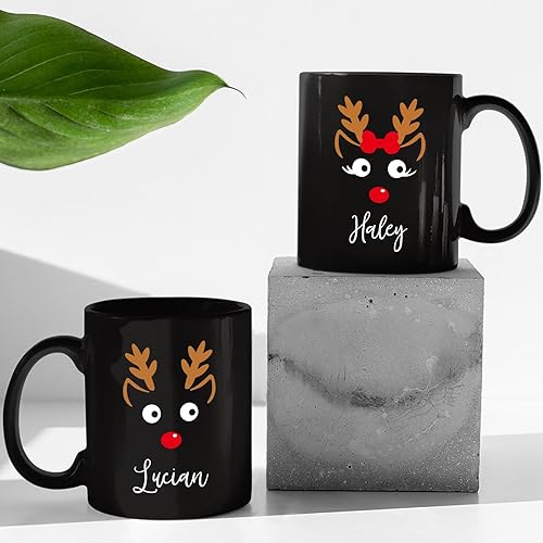 Miniatura 46 de Taza de cerámica de Navidad para pareja, taza de cerámica de Navidad con nombre inicial personalizado, tazas de café personalizadas para esposo