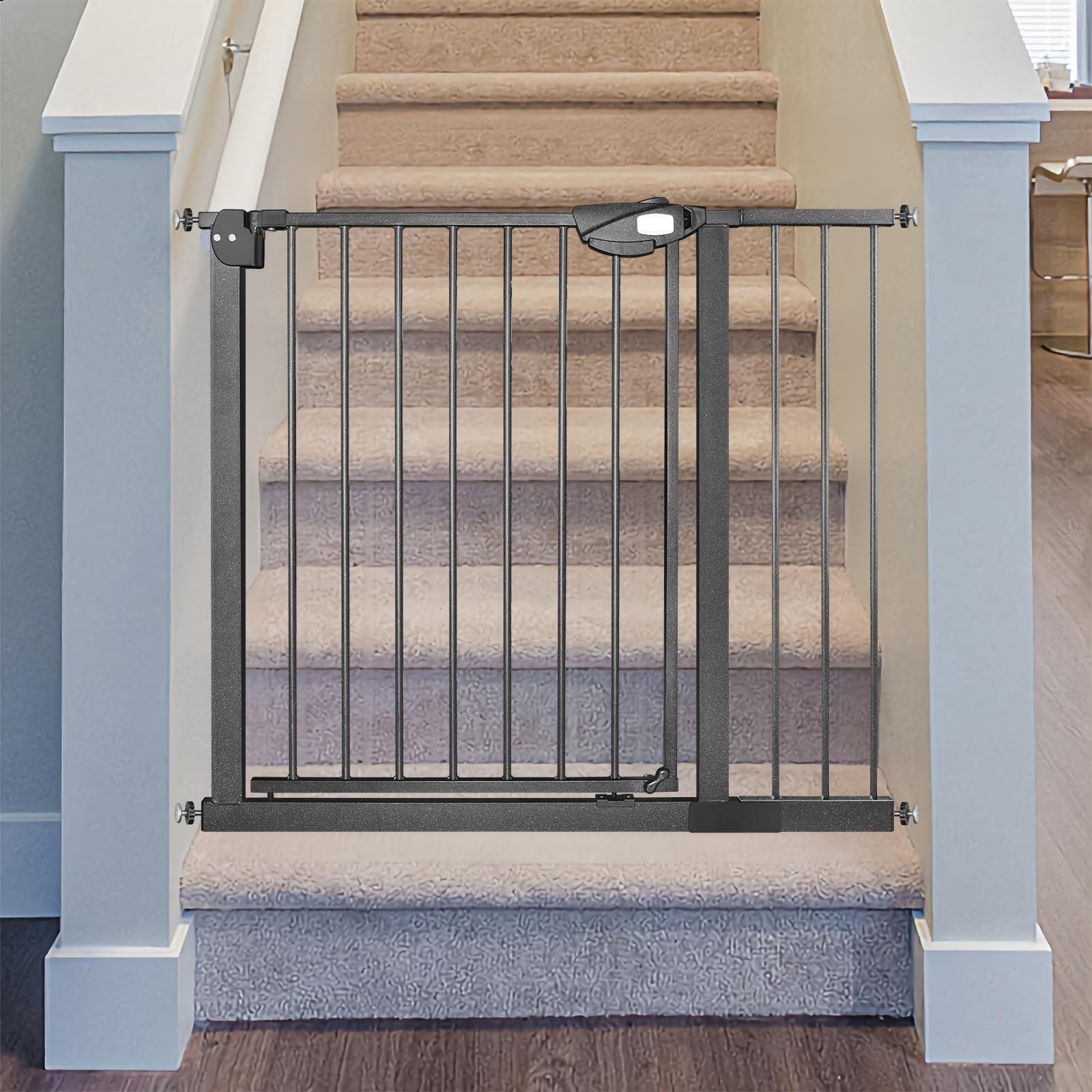 SAILUN Baby Safety Gate for Doorways & Stairs, Adjustable 95-105 cm, Auto Close Child Safety Gate with Double Lock, Pressure Fit No Drilling, Black — image 1