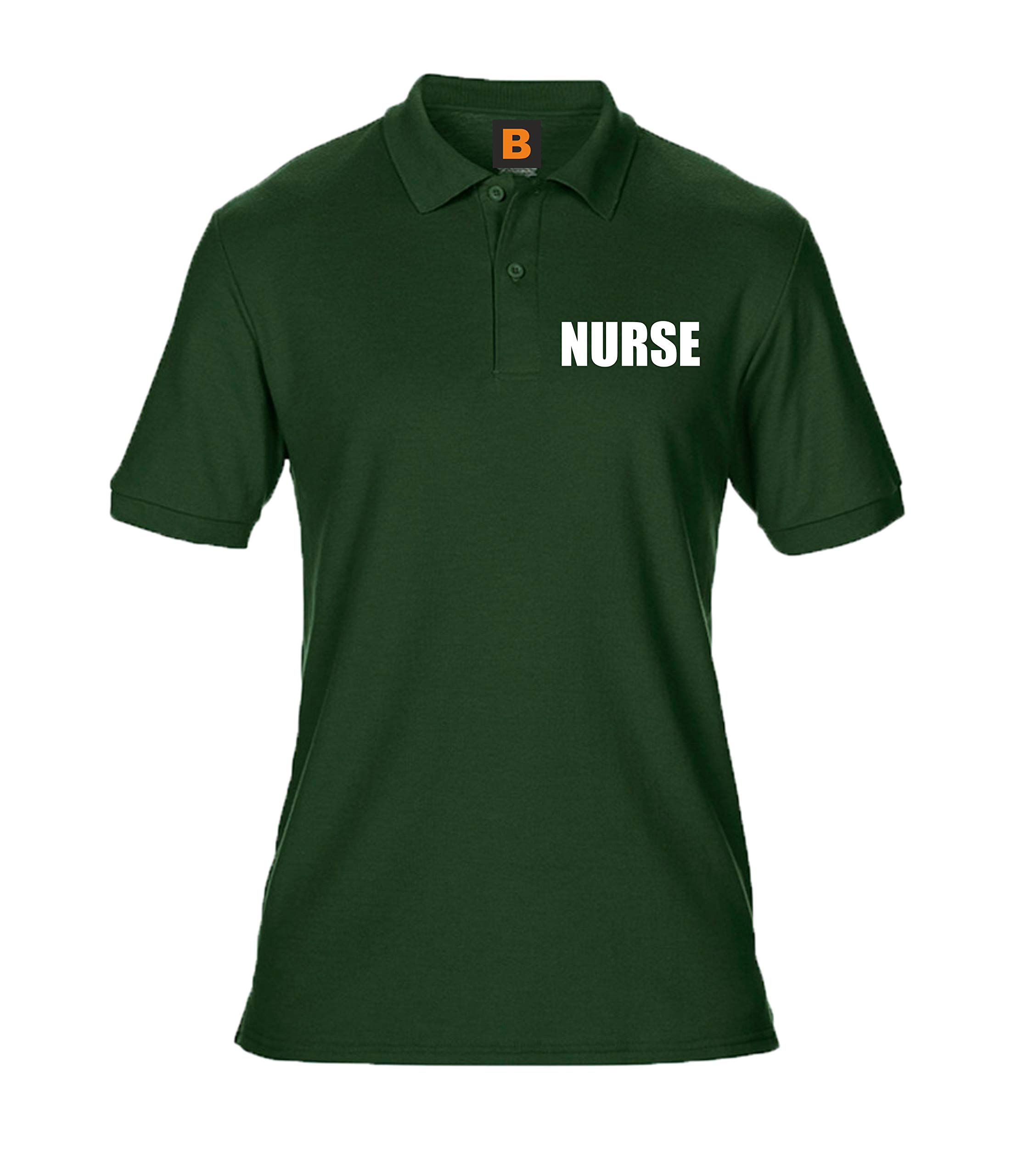 Brook Hi Vis Uk Unisex Green Nurse Printed Polo Shirt, Medical Clothing Medium