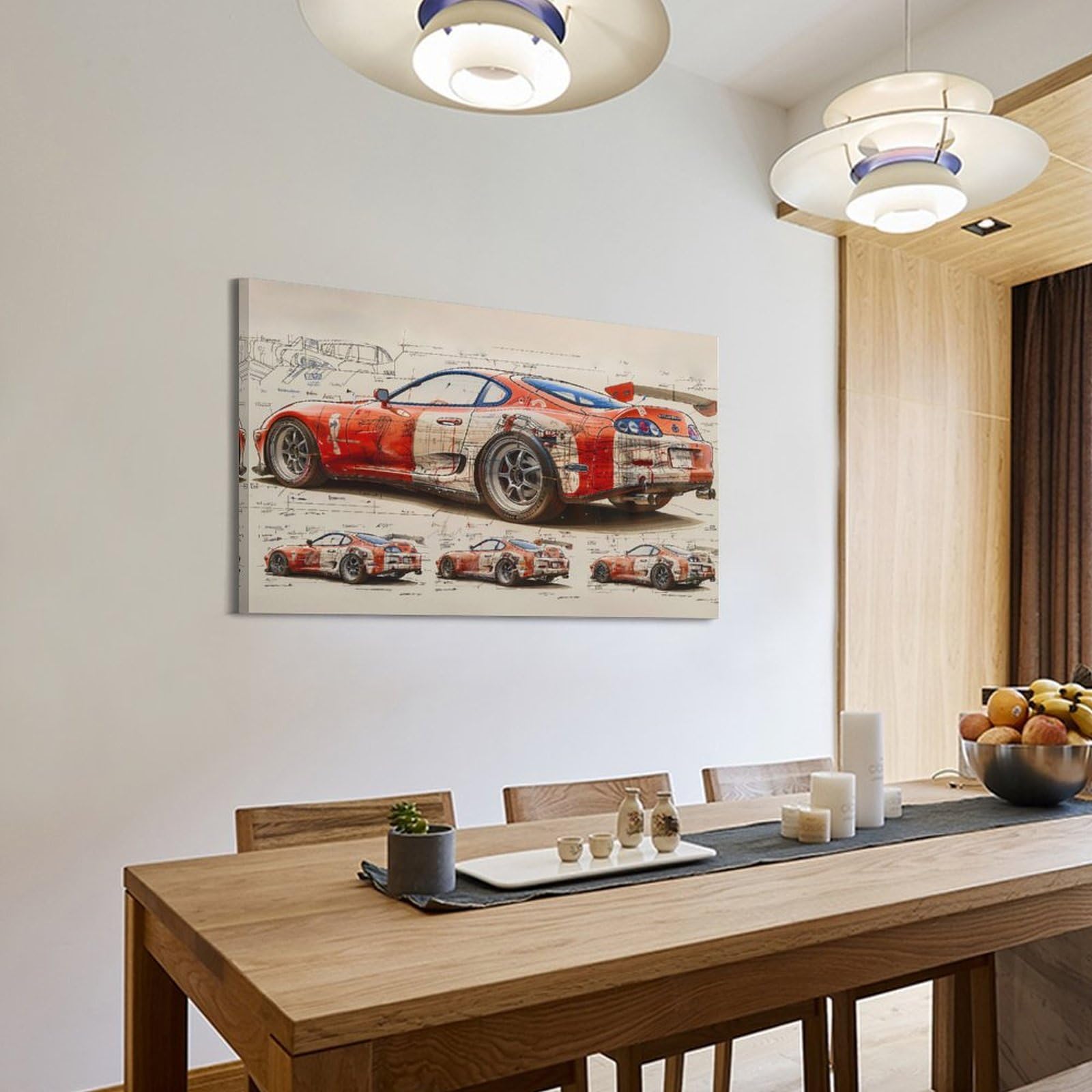 YRNQ Poster su tela con auto sportiva vintage per Supra MK4 Design JDM Classic Street Racing Car Quadro su tela, 50 x 75 cm