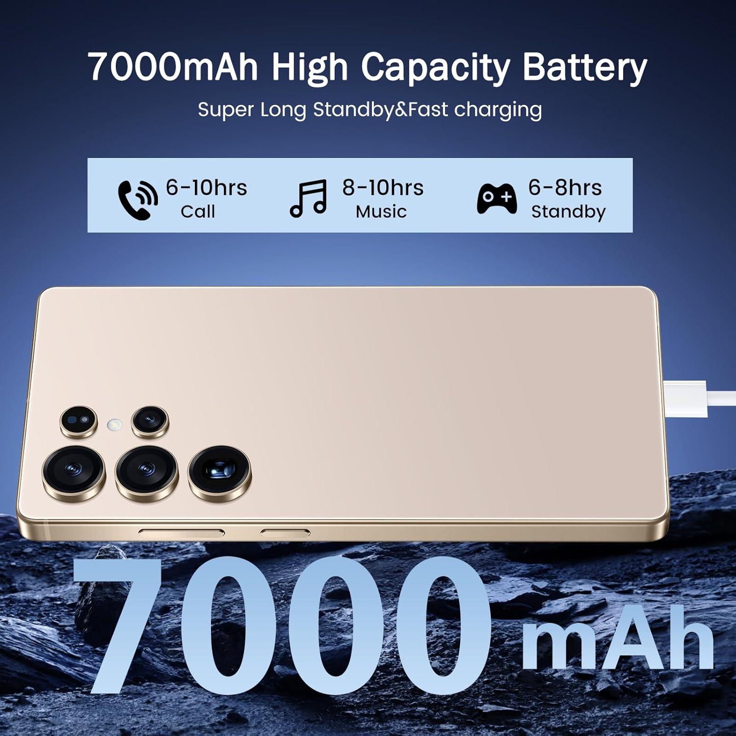 I25 Ultra 5G Unlocked Smartphone,16GB+512GB Fully Cell Phone for Android 14, 6.99" Unlocked Cell Phone, 7000mAh, 68MP+108MP Dual Camera/Dual SIM (Desert Titanium)