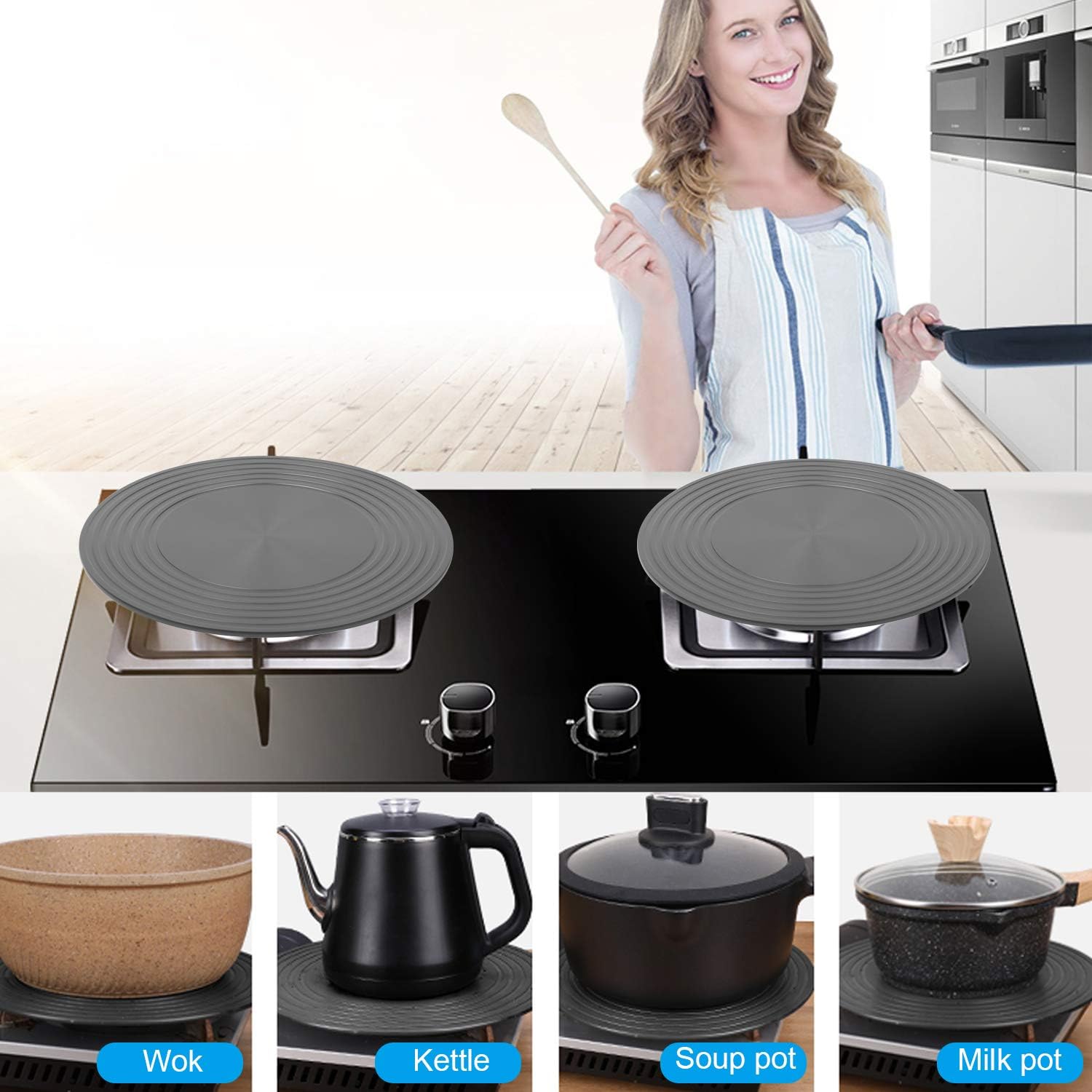 FYINTON Heat Diffuser For Gas Stovetop,Cookware Accessories,9.4inch Stove Diffuser for Pot Protection,Round Fast Defrosting Tray,Multifunctional Thawing Plate for Defrosting of Frozen Food: Home & Kitchen