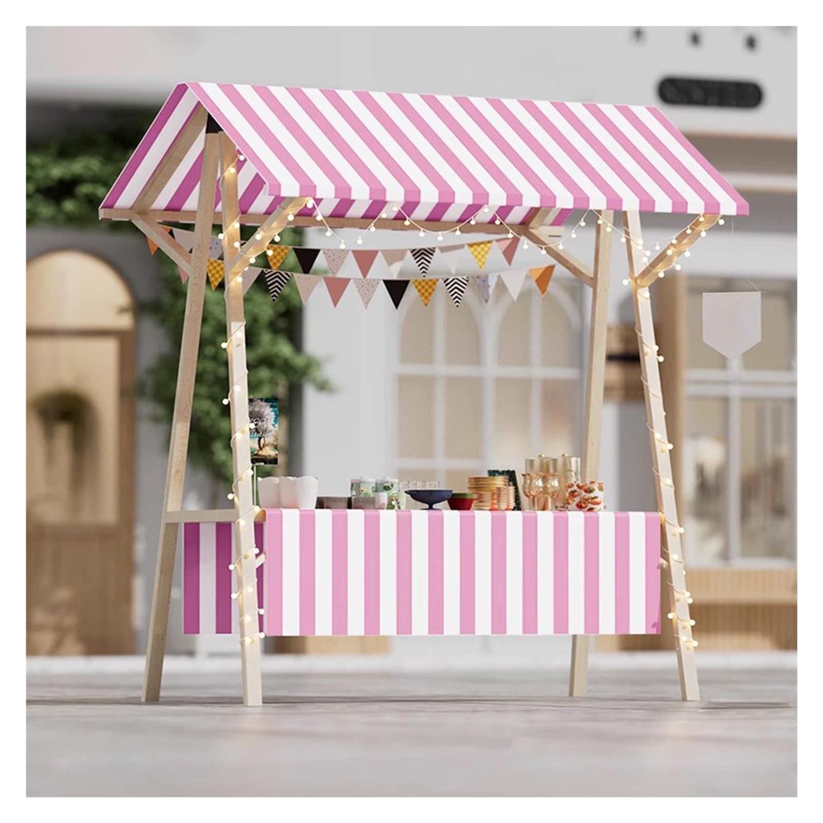 LJYKBFL Folding Mobile Vending Cart with Wheels for Street Food Business, Lightweight and Portable Market Stall