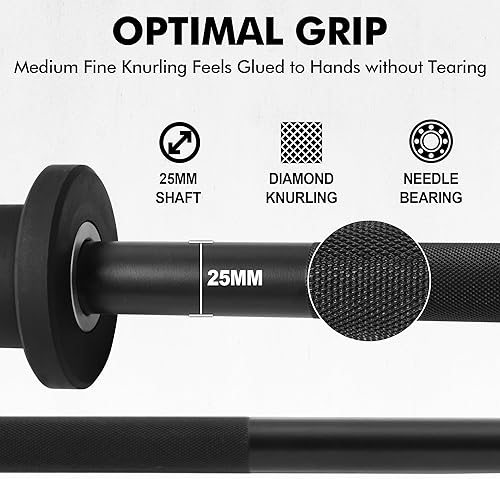 Miniatura 2 de Mikolo Barra olímpica de 44.1 lbs, barra estándar de 2 pulgadas para levantamiento de pesas, levantamiento de potencia, capacidad de peso de 1500