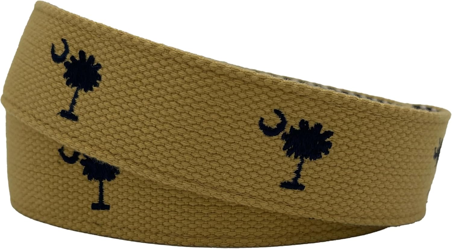 Charleston Belt South Carolina Flag Crescent Moon Palmetto Tree Award-winning Design and Genuine Leather Web Embroidery Belt