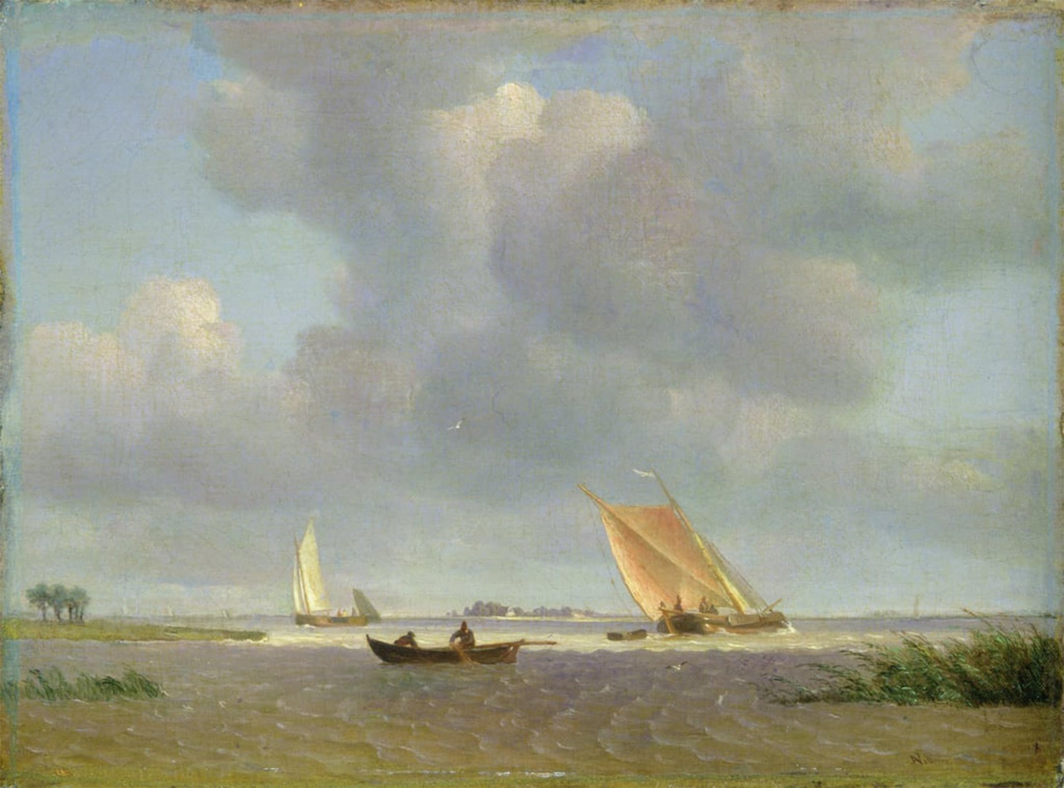 ARTXLXXBN Famous Print Painting Colorful Art Print a Fresh Breeze on the Elbe by Adolf Vollmer Canvas Art Decorations for Home Decor 60x90cm