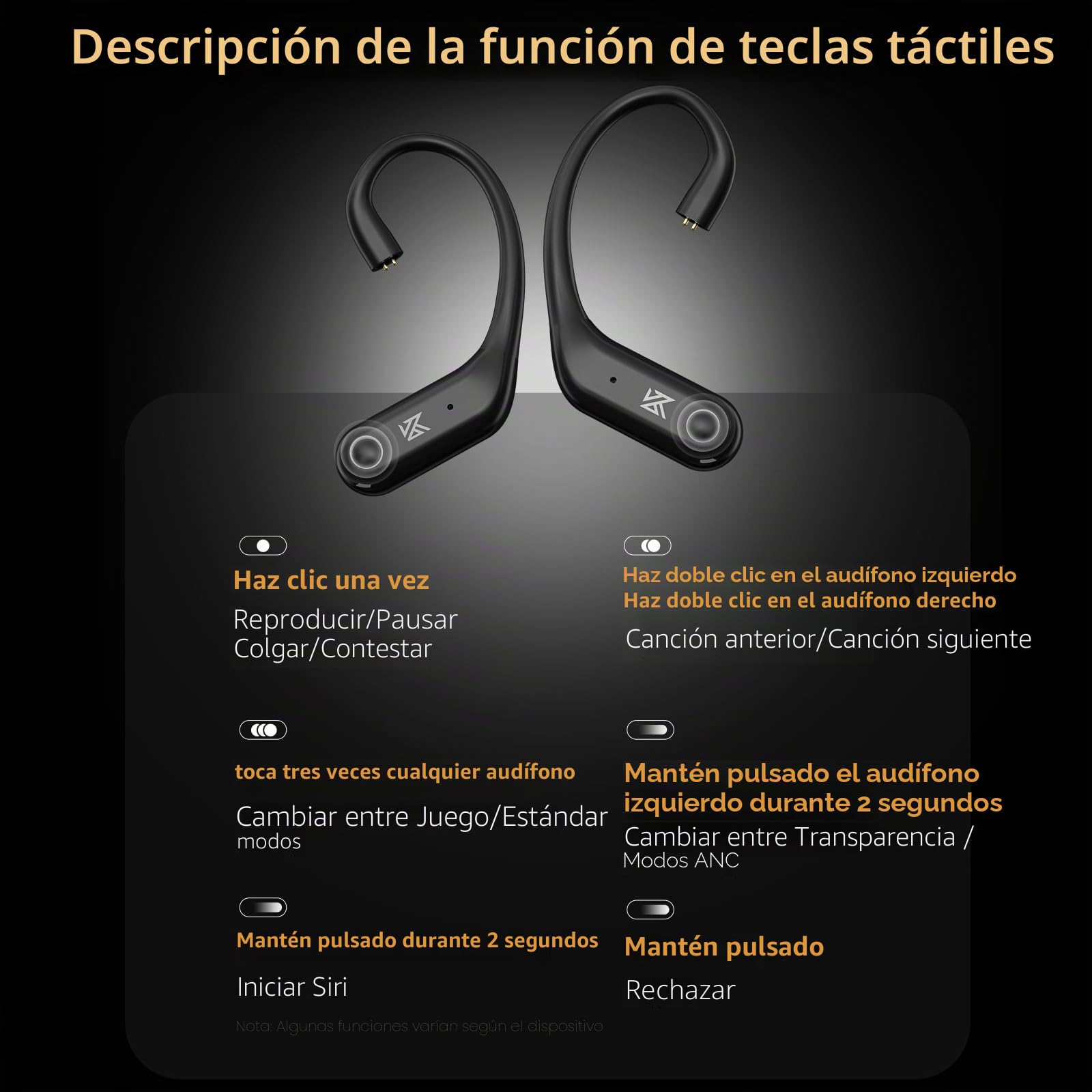 KZ AN01 5.4 Módulo Bluetooth, adaptador de gancho, convertidor inalámbrico, sonido HiFi, cancelación de ruido activa, audio LDAC, modo de transparencia