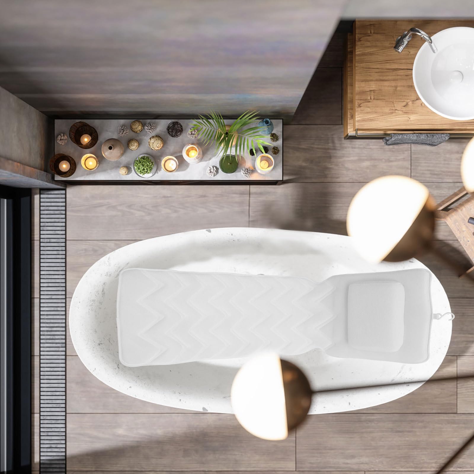 DOITOOL Almohadilla para Bañera de Poliéster Blanco Antideslizante Ventosas Fácil de Instalar para Baño y SPA Cómodo y Seguro