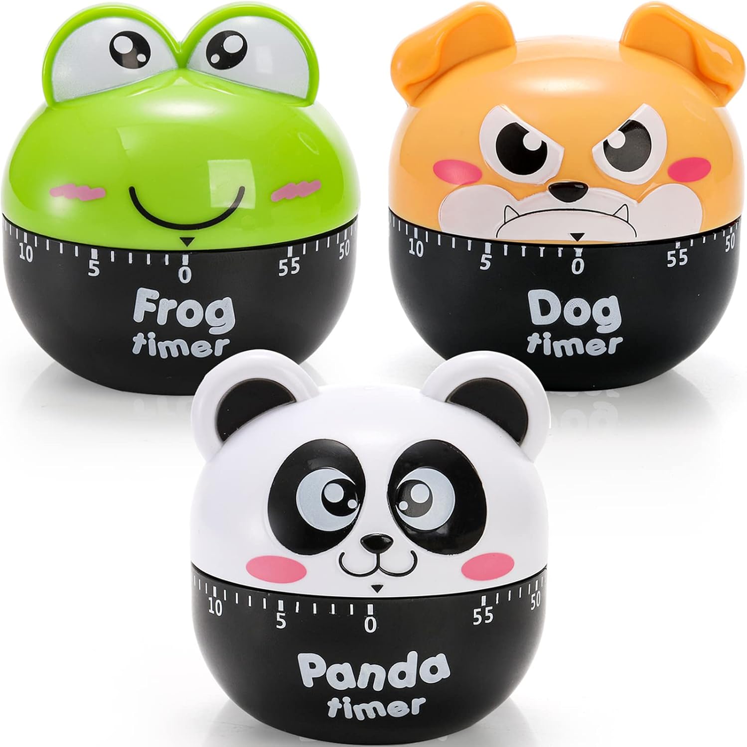 DEAYOU 3 Pack Mechanical Kitchen Timer, 60 Minute Egg Timer for Cooking, Small Cute Countdown Timer, Wind Up Manual Dial Rotating Timer Reminder for Kid, Senior, Baking, Exercise, Study, Loud Alarm