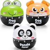 DEAYOU 3 Pack Mechanical Kitchen Timer, 60 Minute Egg Timer for Cooking, Small Cute Countdown Timer, Wind Up Manual Dial Rotating Timer Reminder for Kid, Senior, Baking, Exercise, Study, Loud Alarm